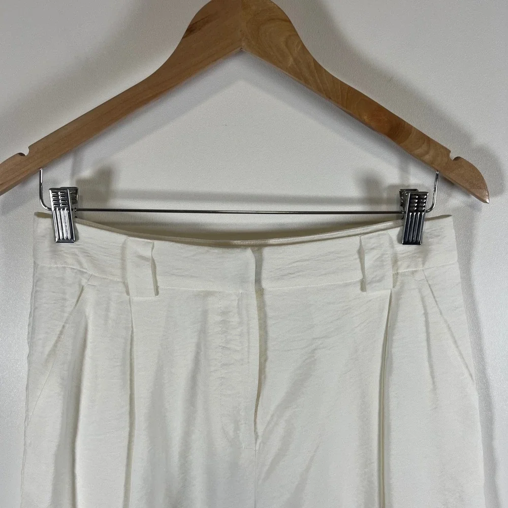 Maeve by Anthropologie‎ White Pleated Cuffed High Rise Shorts 6 Coastal Grandma